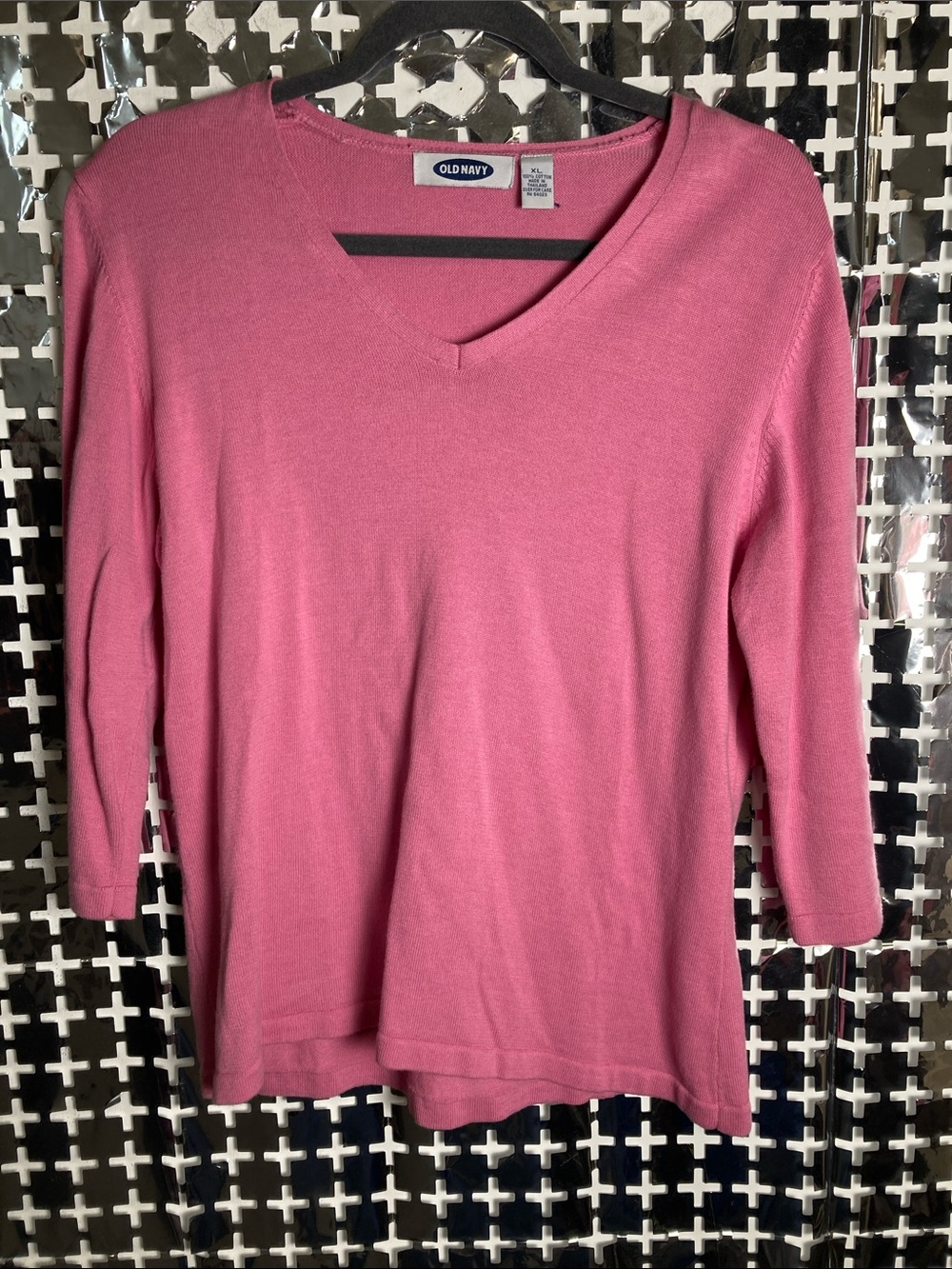 Old Navy Pink V-Neck Long Sleeve Knit Top